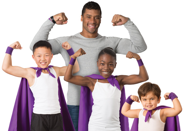 Russell Wilson stands Strong Against Cancer with the kids!